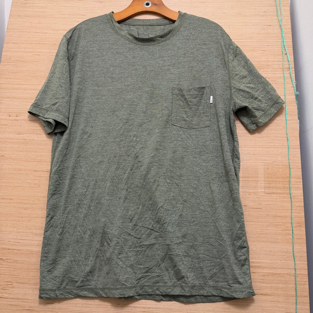Vuori Mens Large Green Heathered Short Sleeve Pocket T-Shirt Crew Neck 7267